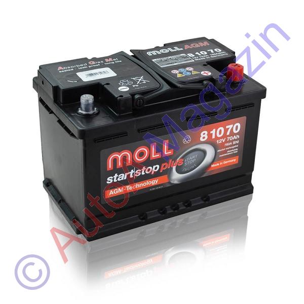 Acumulator auto Moll Start/Stop AGM 70Ah / 760A Acumulatori Auto | AutoA  Magazin
