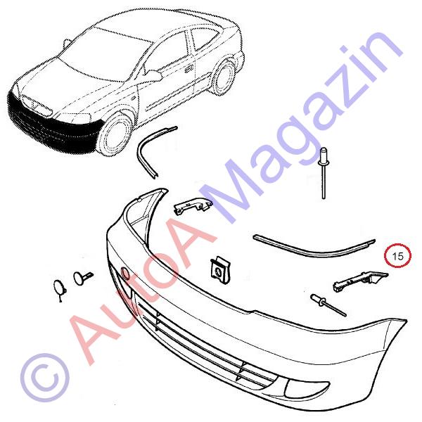 Suport lateral (stanga) prindere bara fata Astra G Z12XE | AutoA Magazin